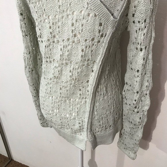 Anthropologie Knitted & Knotted Light Green Knot Crochet Sweater Small - Picture 5 of 8